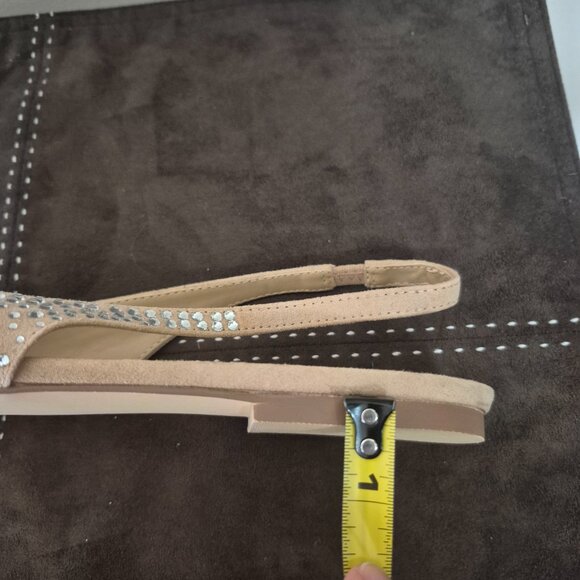 Tan Rhinestone Slingback Flats - Picture 7 of 7